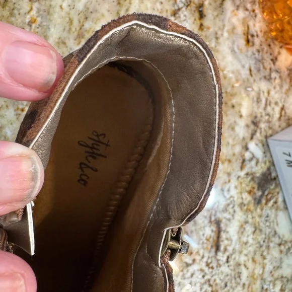 Style & Co. Leopard faux suede ankle boots Excellent UNUSED condition!! 7M - Picture 6 of 16